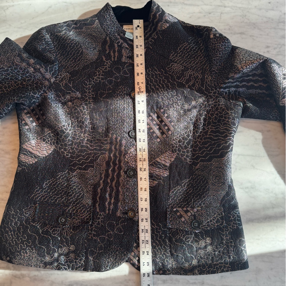 Chico's Black And Silver Patterned Blazer With An… - image 6